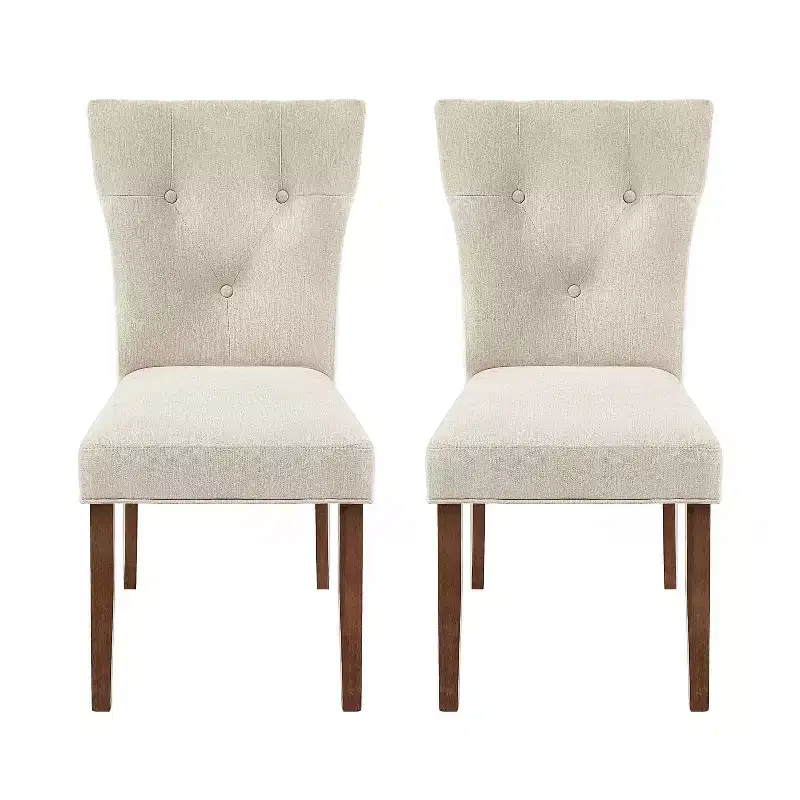Christopher Knight Home Chastin Indoor Upholstered Dining Chair (Set of 2), Cream/Walnut