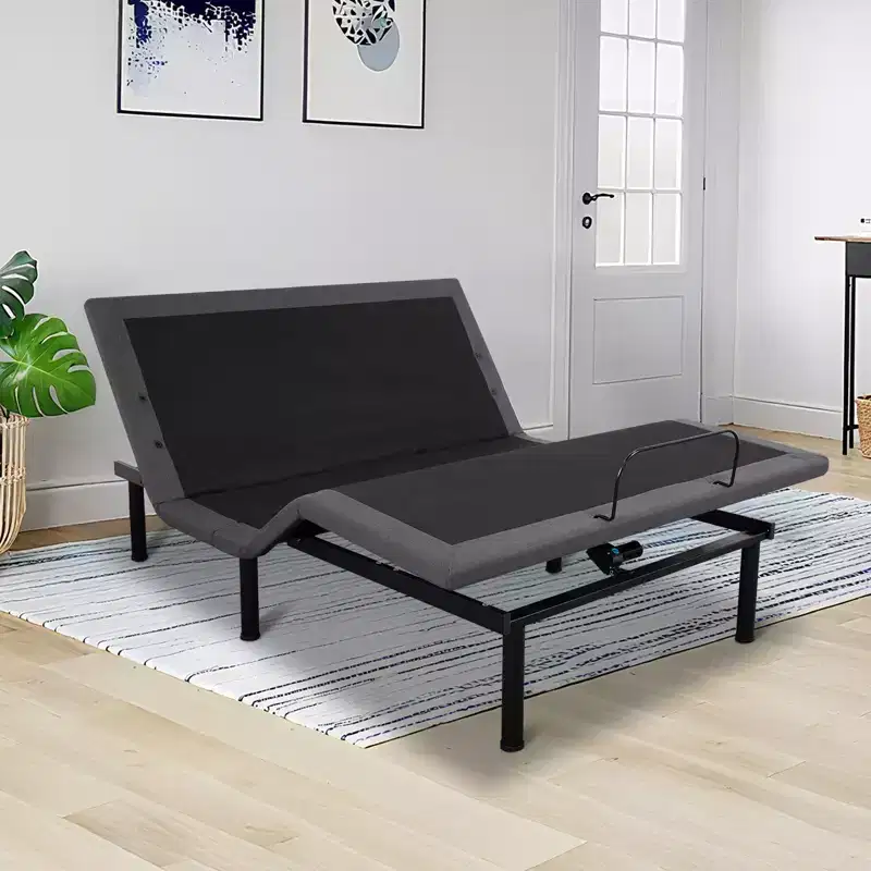 Adjustable Bed Frame with Massage Function - Electric Bed Base, LED Under-Bed Night Light, Zero-./Anti-Snoring/Memory Presets