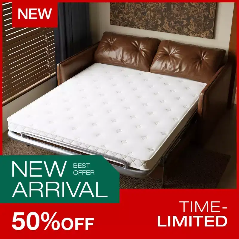 63 Modern Sleeper Sofa Bed, Oil Wax Leather Couch with High-Density Foam Cushions (Mattress Included)