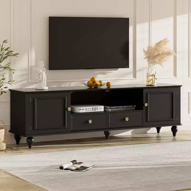Bestier 70.9 Inch Modern TV Stand for TVs up to 80 Inches, Entertainment Center with 2 Drawers, 2 Cabinets and 5 Solid Legs for Living room