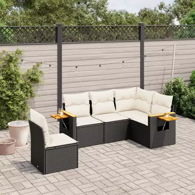 vidaXL Garden Sofa Set PE rattan Large Adjustable Armrests