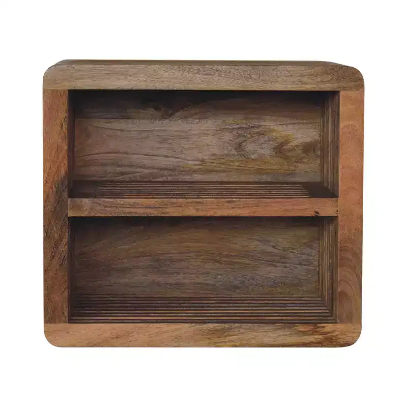 HomeRoots 18 Brown Solid Wood Carved Geometric Floating Nightstand