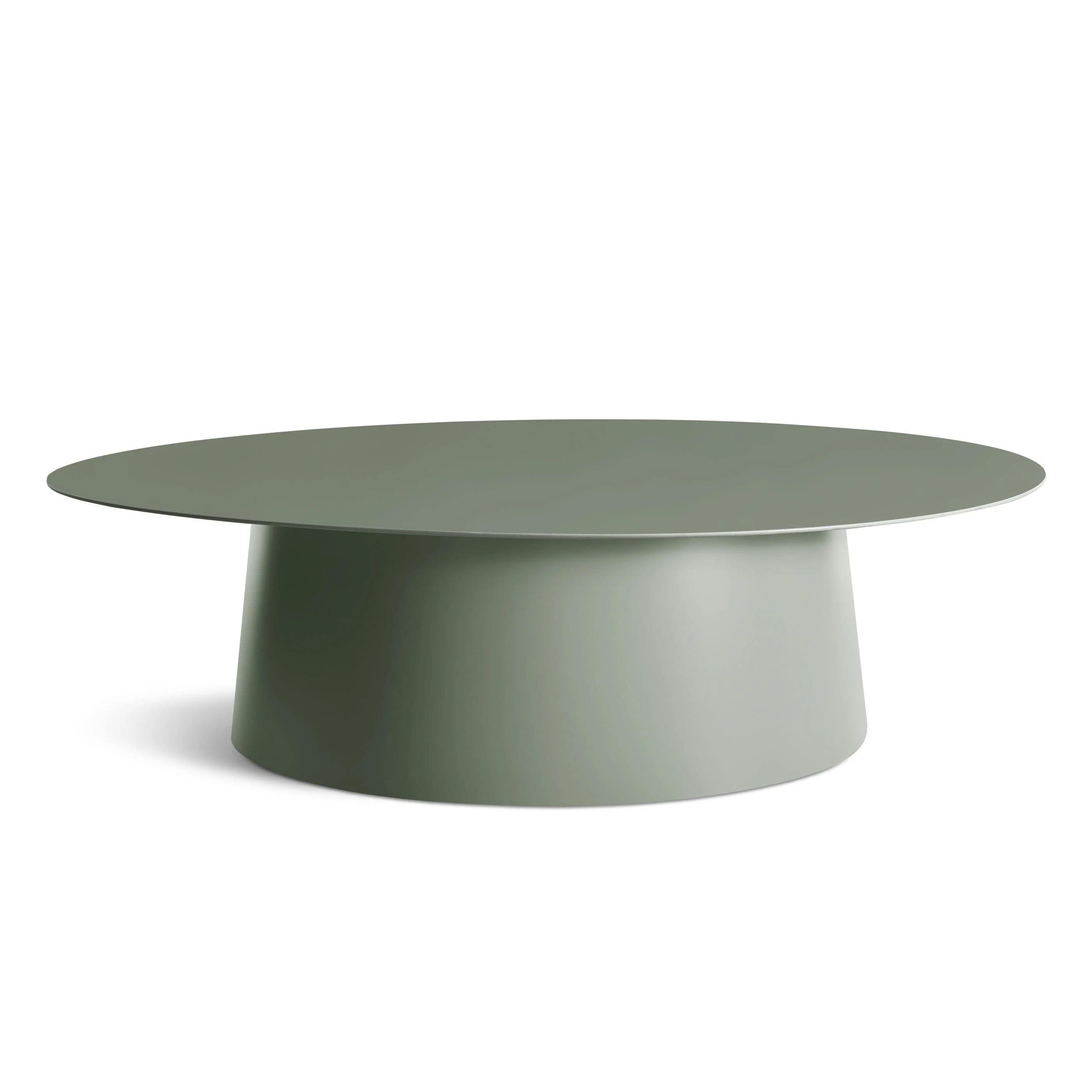 Modern Grey Green Metal End Table with Weatherproof Round Top for Living Room