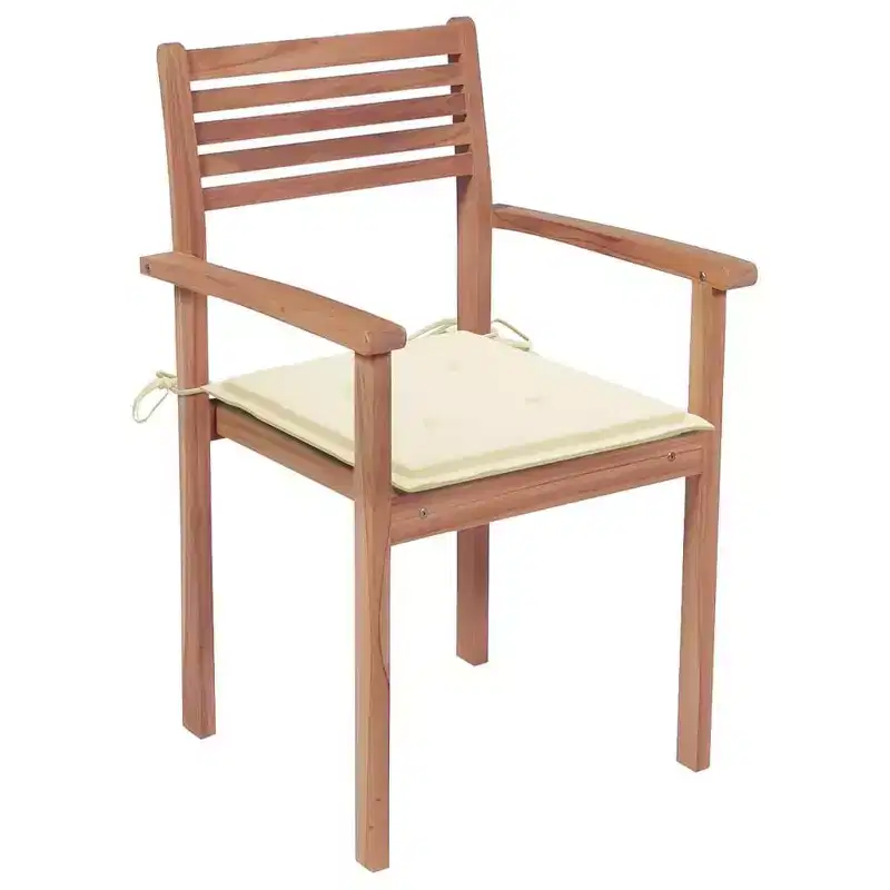 vidaXL Stackable Chair Set of 8 Natural Teak Teak wood Standard