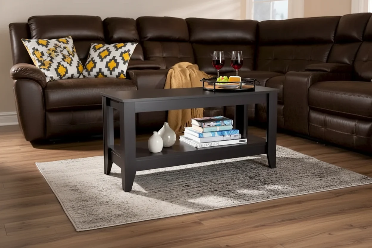 Modern Rectangular Wenge-finished Wood Coffee Table