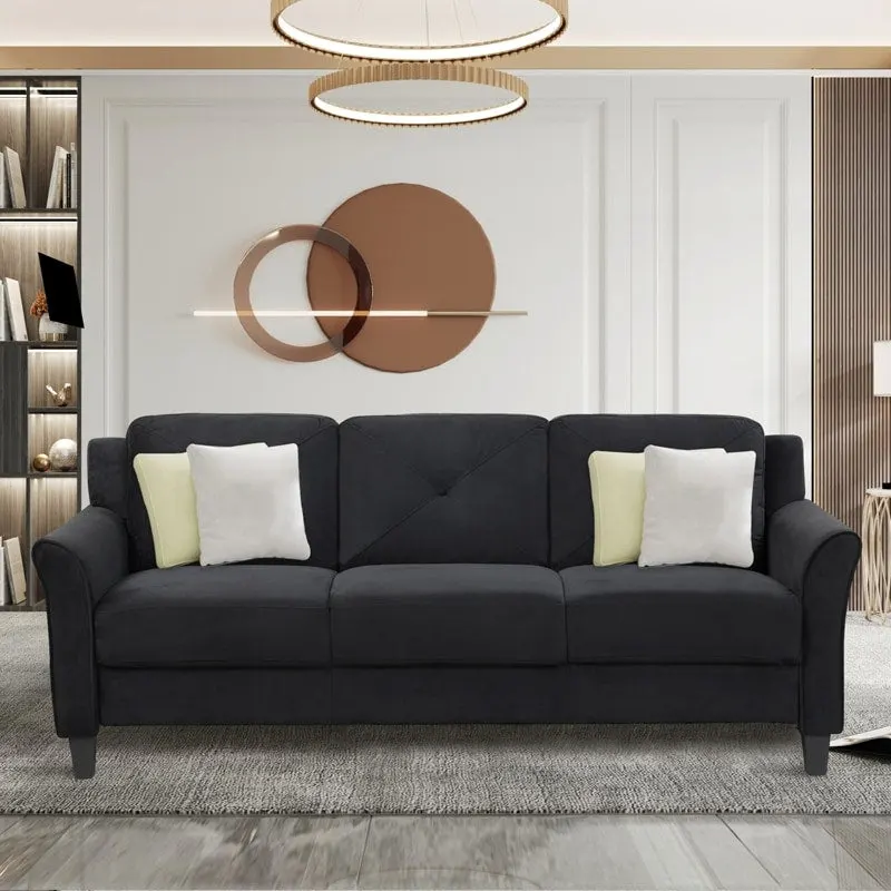 74.9 Polyester 3-Seater Sofa with Wood Frame, High Elastic Sponge Cushion