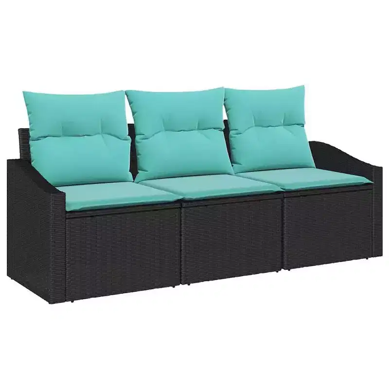 vidaXL Sofa Set with Cushion 3 pcs Poly Rattan