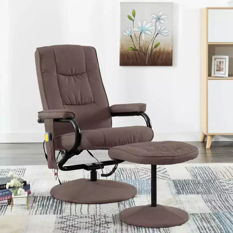 vidaXL Massage Recliner Brown Polyester Standard Swivel - Brown