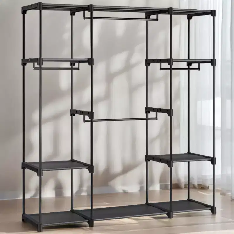 59.5 x 16.9 x 65.4 In Freestanding Portable Closet Organizer System, Clothes Rack with Shelves and Hanging Rods for Bedroom and Cloakroom Black