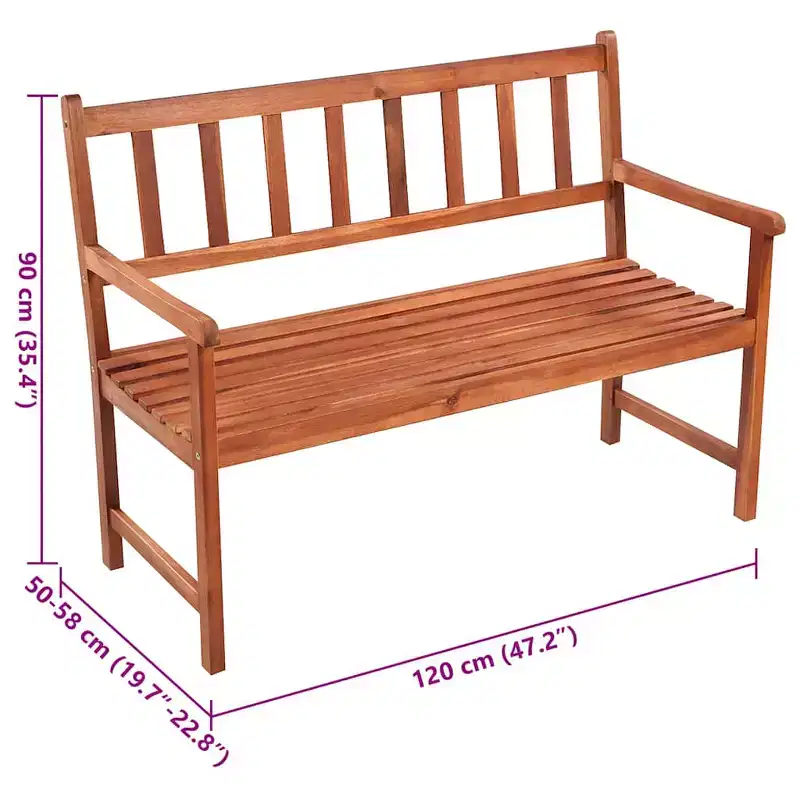 Garden Bench Brown, Grey Solid Acacia Wood, Polyester 47.2 in