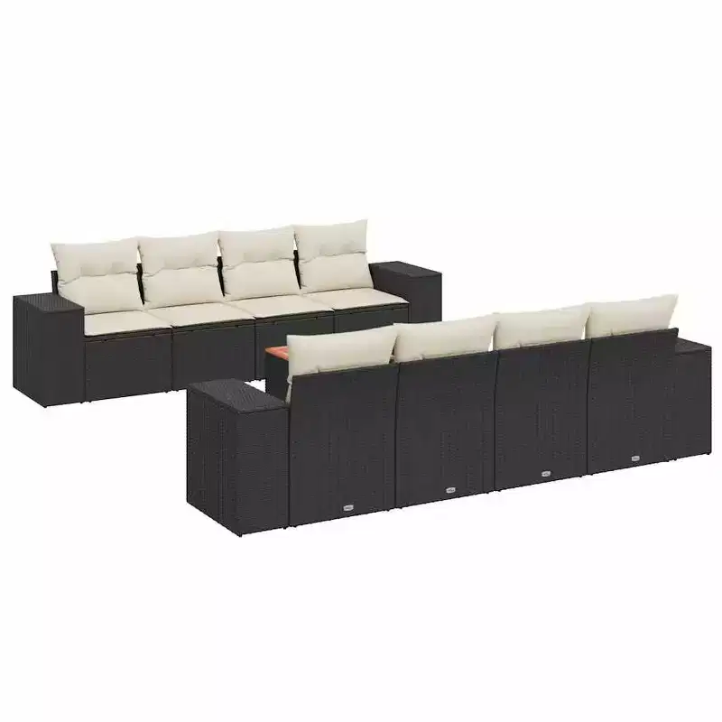 vidaXL Patio Sofa Set with Cushions Outdoor Furniture 9 Piece Poly Rattan