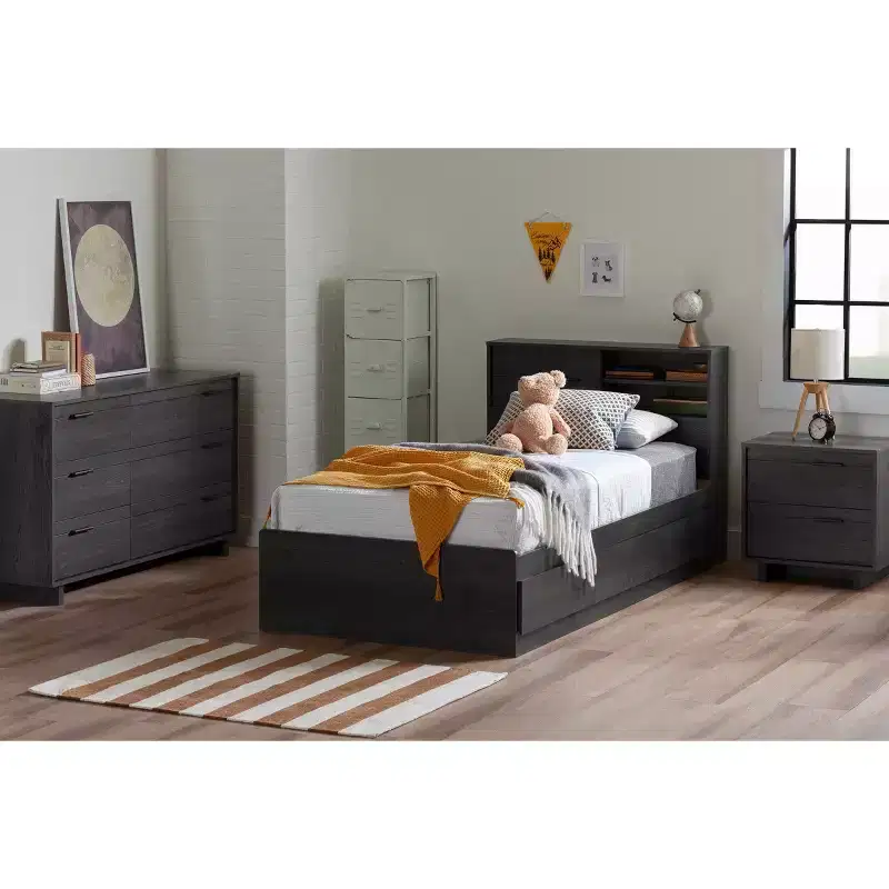 Fynn 6 Drawer Double Dresser Gray Oak: Laminated Particle Board, 5-Year Warranty, Anti-Tip Hardware