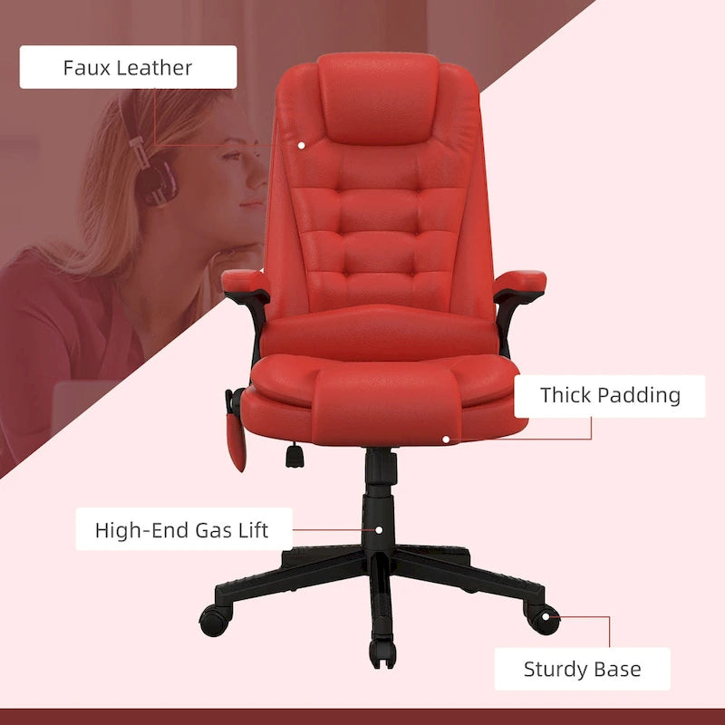 High Back Vibration Massage Office Chair with 6 Vibration Points, Beige