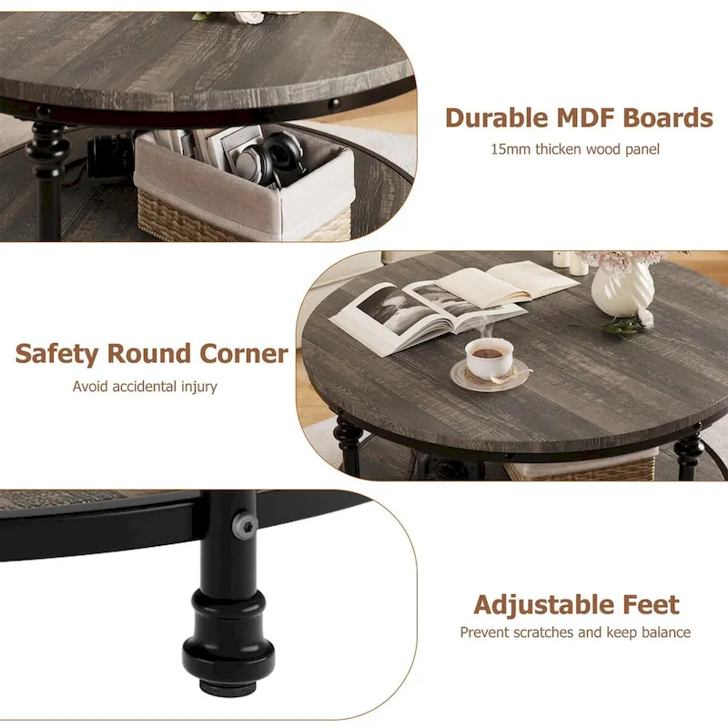 Round Coffee Table 30.31 Industrial Center Table