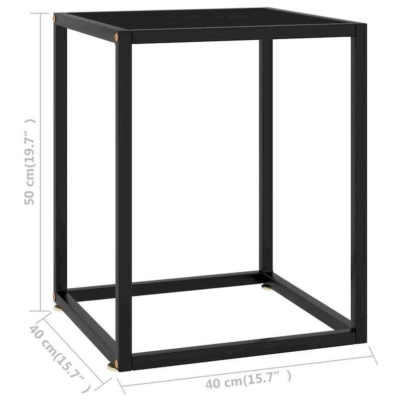 vidaXL Coffee Table Black with Black Glass 15.7x15.7x19.7 - 15.7 x 15.7 x 19.7