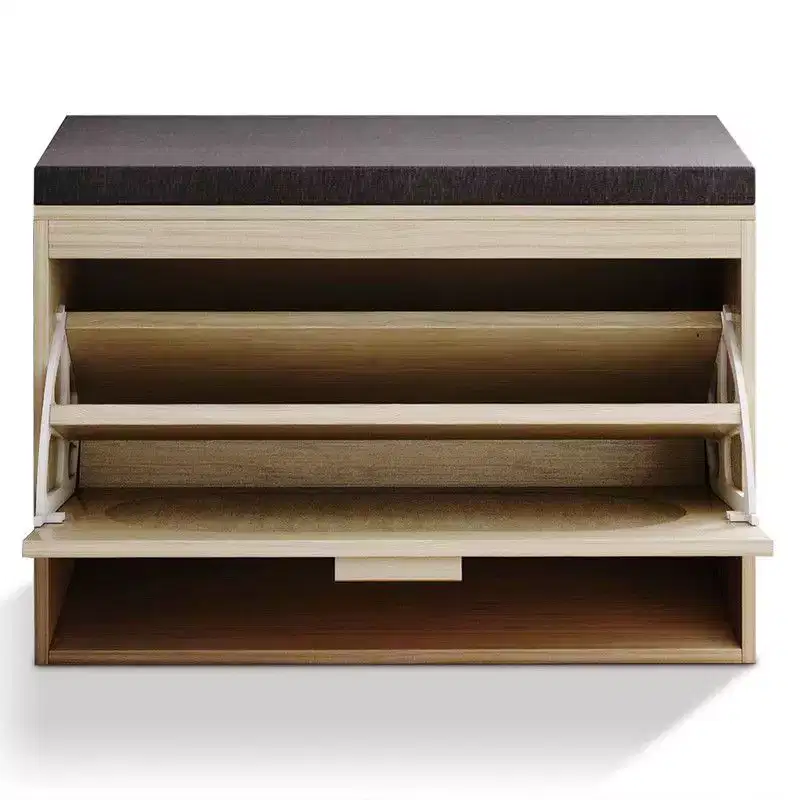 | Real Rattan Upholstered Storage Bench