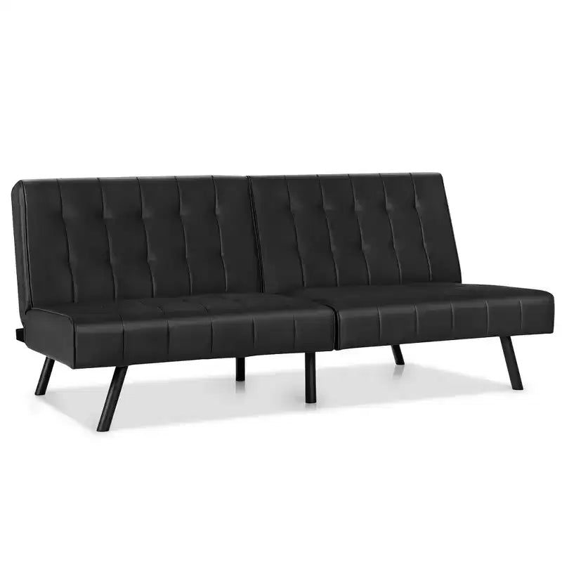 Costway Futon Sofa BedPU Leather Convertible Folding Couch Sleeper Lounge White/Black/Grey