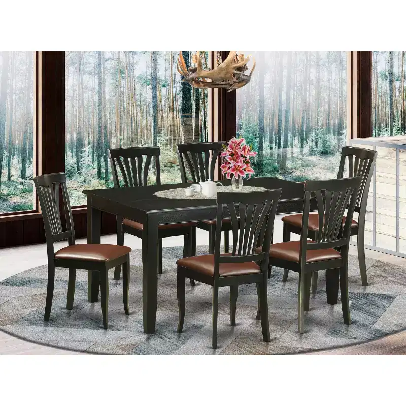HomeStock Dining Table Set Rectangle Black Finish
