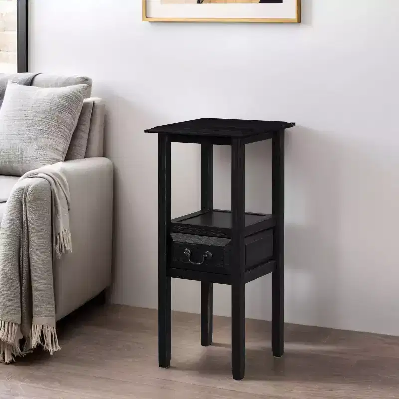 Declan Contemporary Rubberwood Accent Table with Drawer