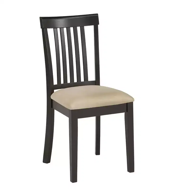 Kensington Black Wood Beige Microfiber Mission Back Dining Chairs (Set of 2) - Black/Beige - iNSPIREQ