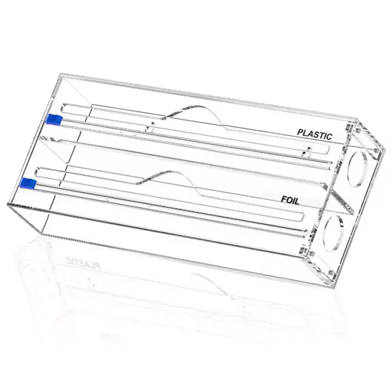 Foil & Plastic Wrap Organizer, Acrylic Storage Dispenser for Kitchen Drawer, Standard Size, Clear