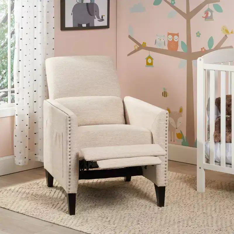 GDFStudio Alscot Contemporary Fabric Pushback Recliner with Nailhead Accents