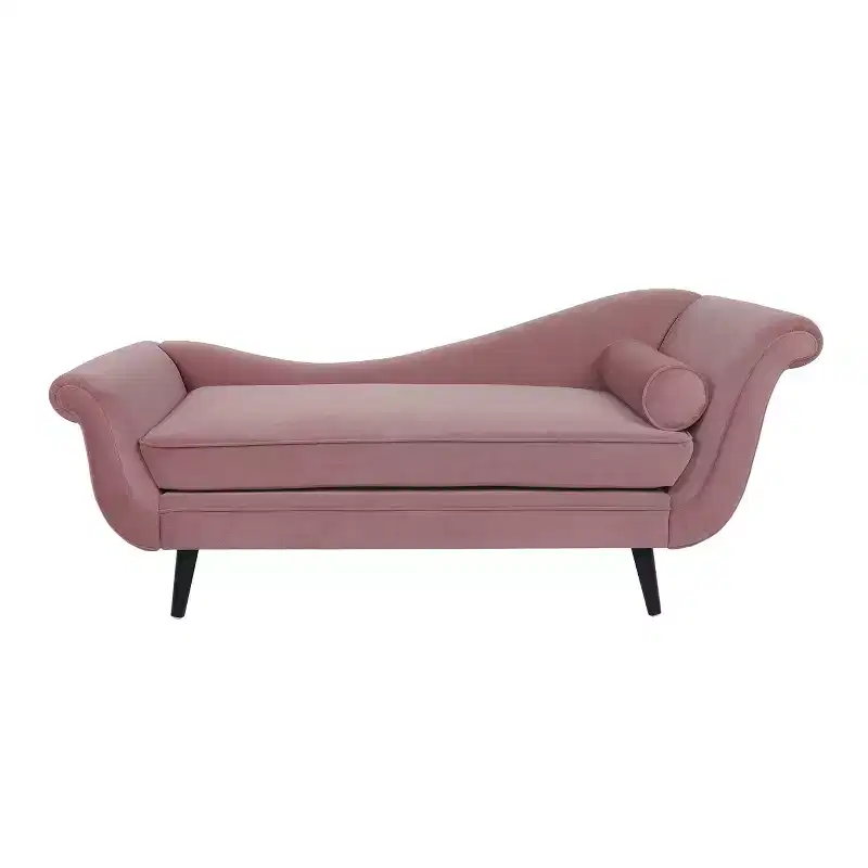 Contemporary Scroll Arms Velvet Chaise Lounge