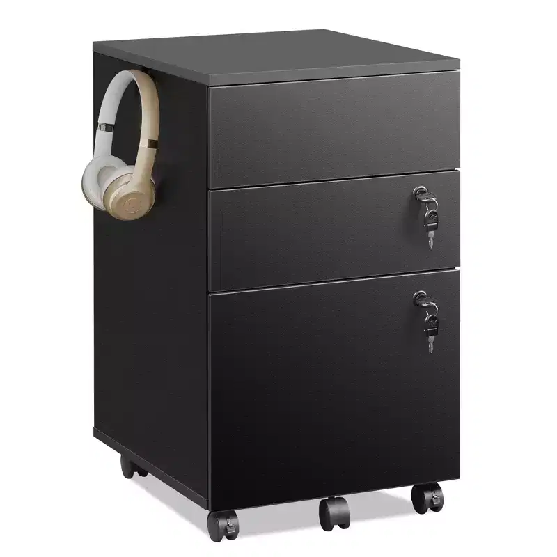 3-Drawer Rolling File Cabinet with Lock