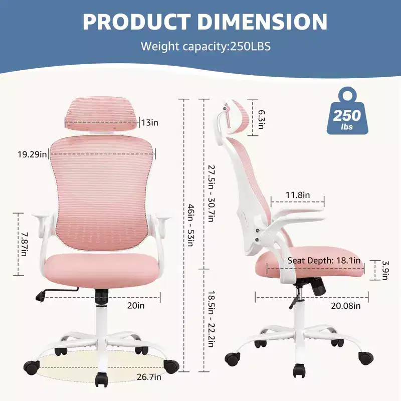 Mesh Fabric Metal Frame Ergonomic Office Chair 20