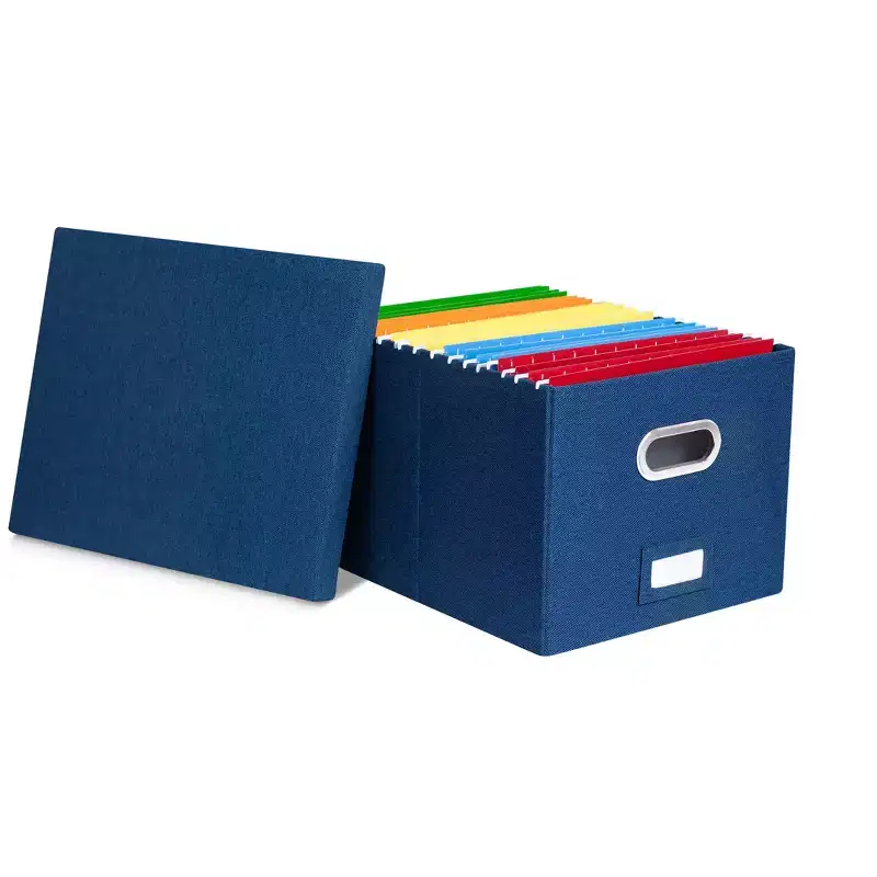 1-Pack Collapsible File Storage Organizer with Lid - Navy