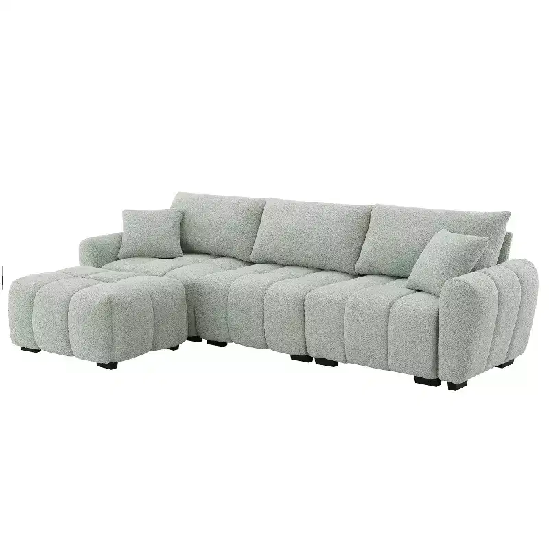 Merax L-Shaped Sectional Sofa with Free-Moving Ottoman