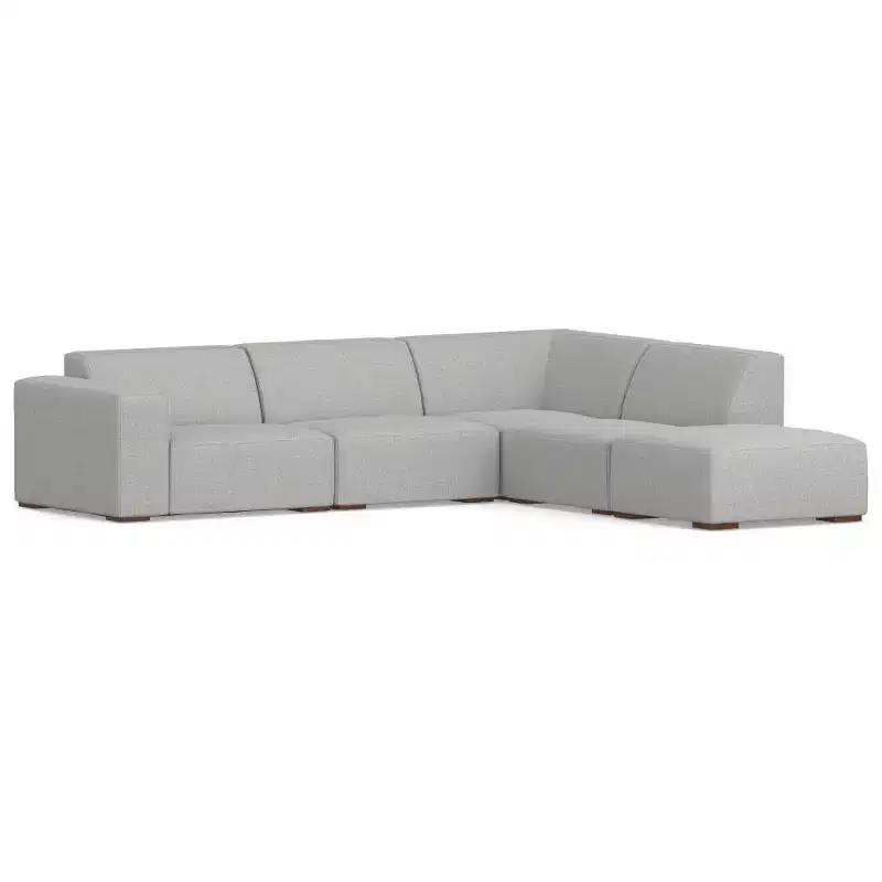 WyndenHall Biggs Right Sectional and Ottoman Pale Gray
