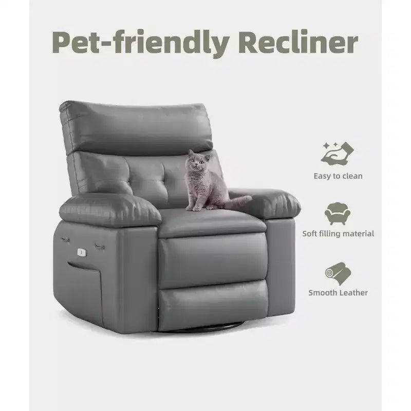 37.4 PU Leather Power Lift Recliner Chair, Adjustable Recliner, 1.5X Sponge Filling, Seat Width, Cup Holders, Ergonomic Single Sofa