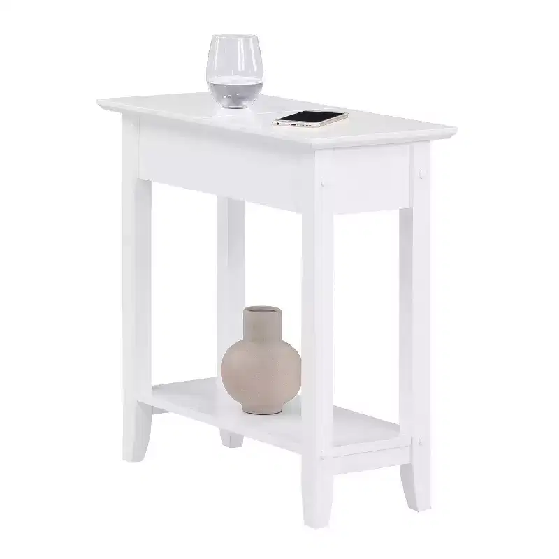 Belmont Flip Top End Table with Concealed Storage Compartment, Straight Legs and Sleek Narrow Design for Any Living Room