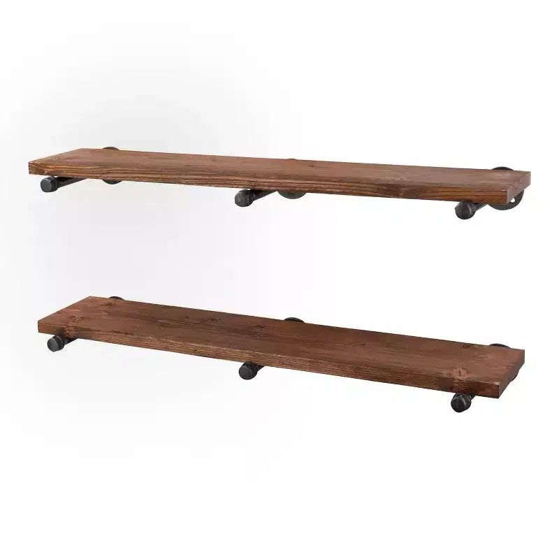 RESTORE Autumn Brown 36 in. Shelves with Straight Brackets by Pipe Decor