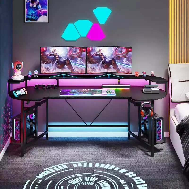 LITTLE TREE 74.8" LED Gaming Desk Black