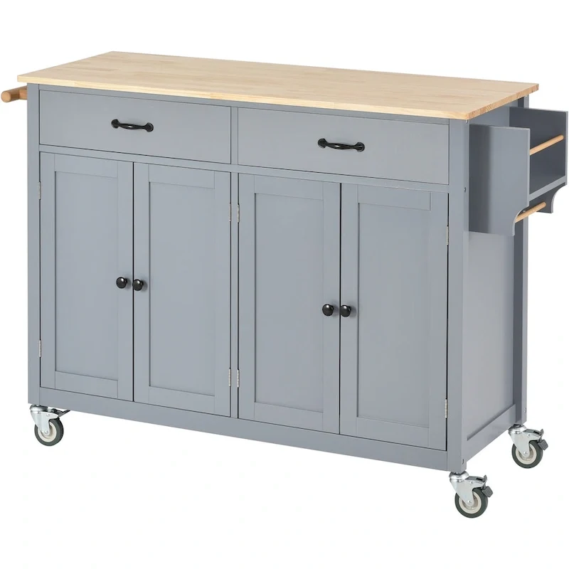 Kitchen Island Finish with Wood Top Kitchen Cart