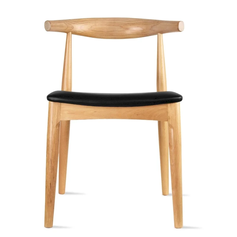 Solid Real Wood PU Leather Cushion Elbow Dining Chair Kitchen Padded Seat Bedroom Hotel Restaurant Work
