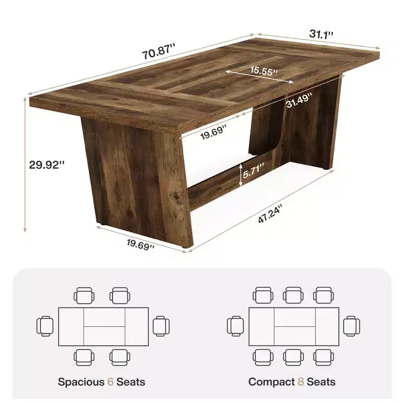 MAYEERTY 70.8 Wood Executive Desk, Modern Study Computer Writing Table