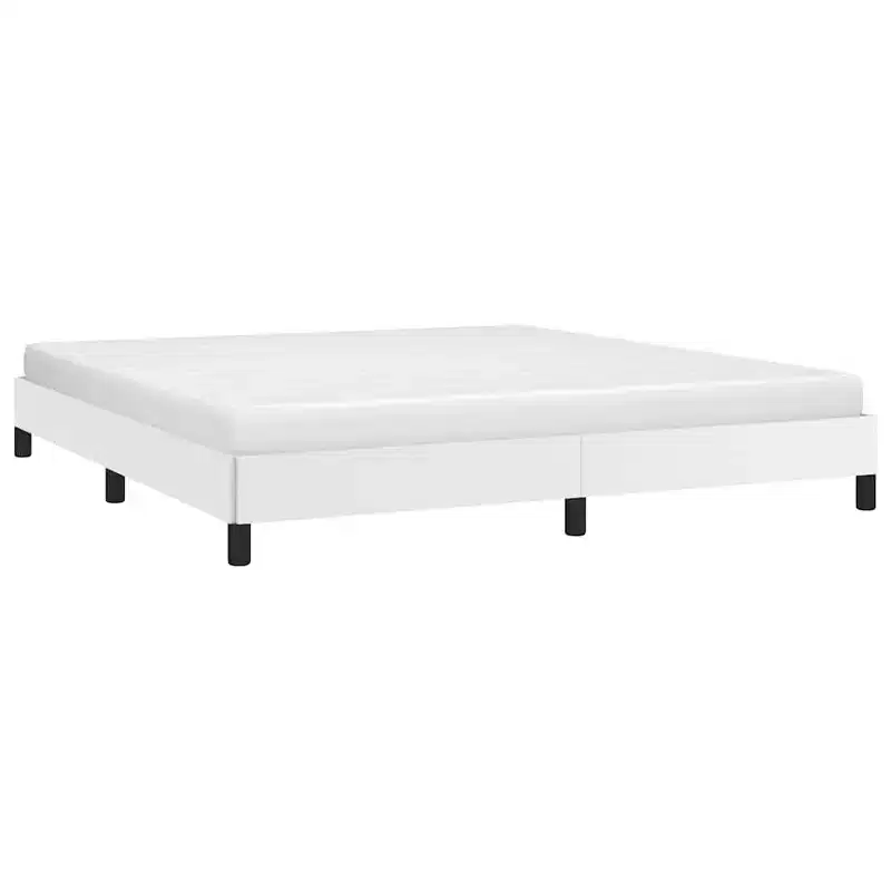 White Faux Leather King Bed Frame