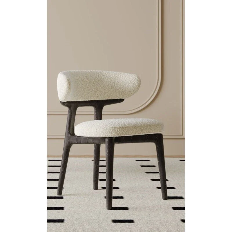 Teddy Fabric Dining Chair | Curved Backrest | Ash Wood Frame | 20.5