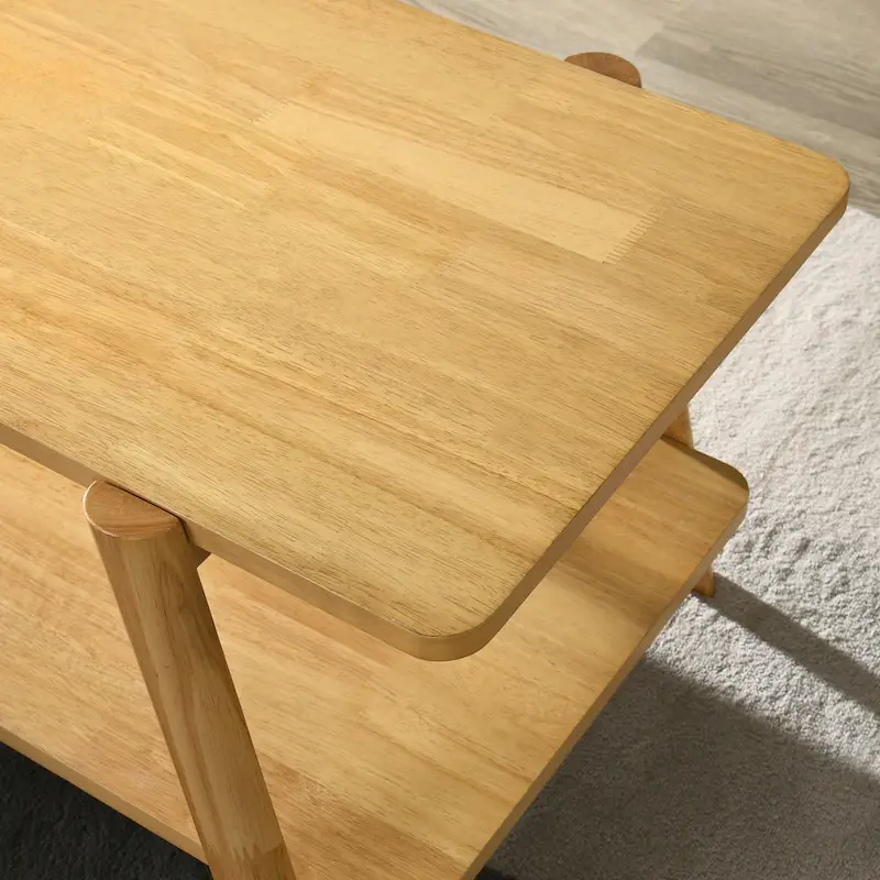 Roundhill Furniture Metz Mid-Century Modern Wood Shelf End Table