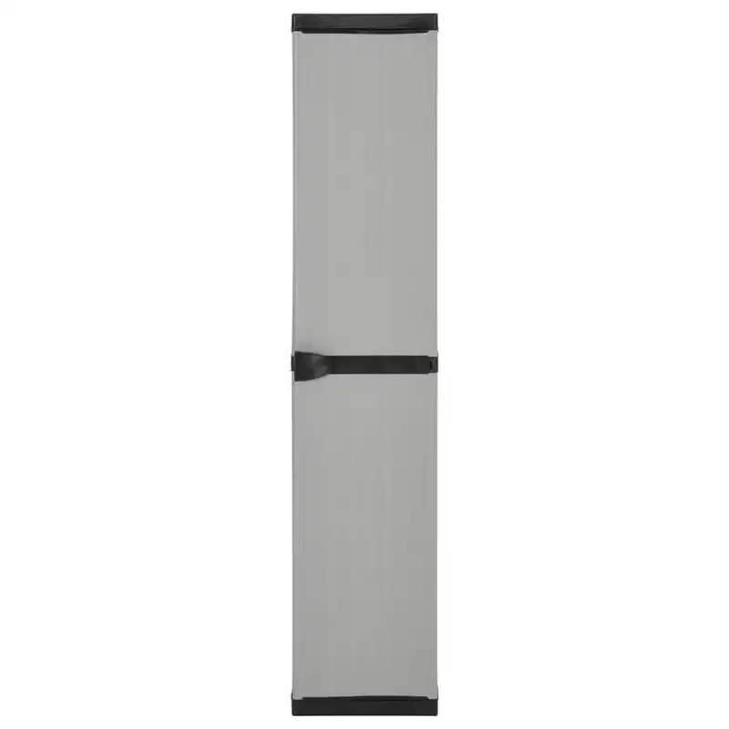 Durable PVC and PP Garden Storage Cabinet with Three Shelves for Organized Storage in Patio, Balcony, or Garage - Gray & Black
