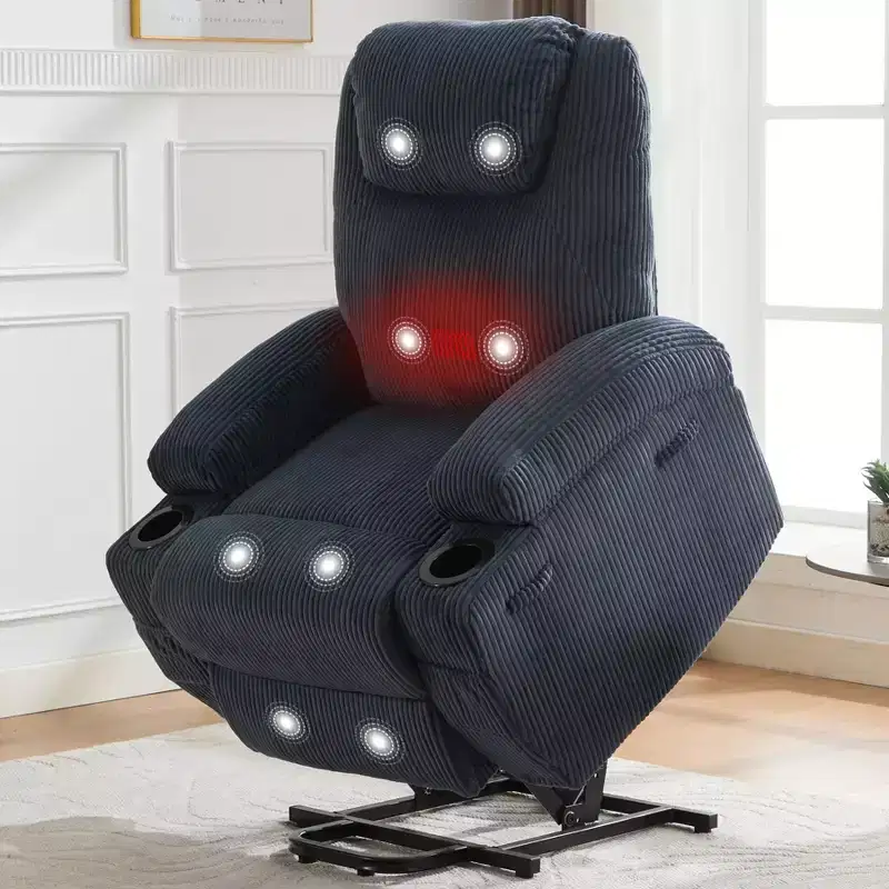 Electric Power Lift Recliner Chair for Elderly with Massage & Heat, Side Pockets and 2 Cup Holders