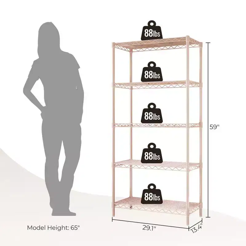 5 Tier Storage Rack Wire Shelving Unit Storage Shelves Black