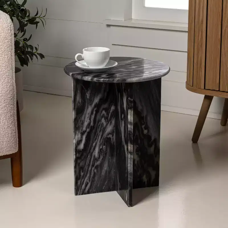 JONATHAN Y Javier 17.75 Contemporary Natural Marble Handmade X-Shaped End Table