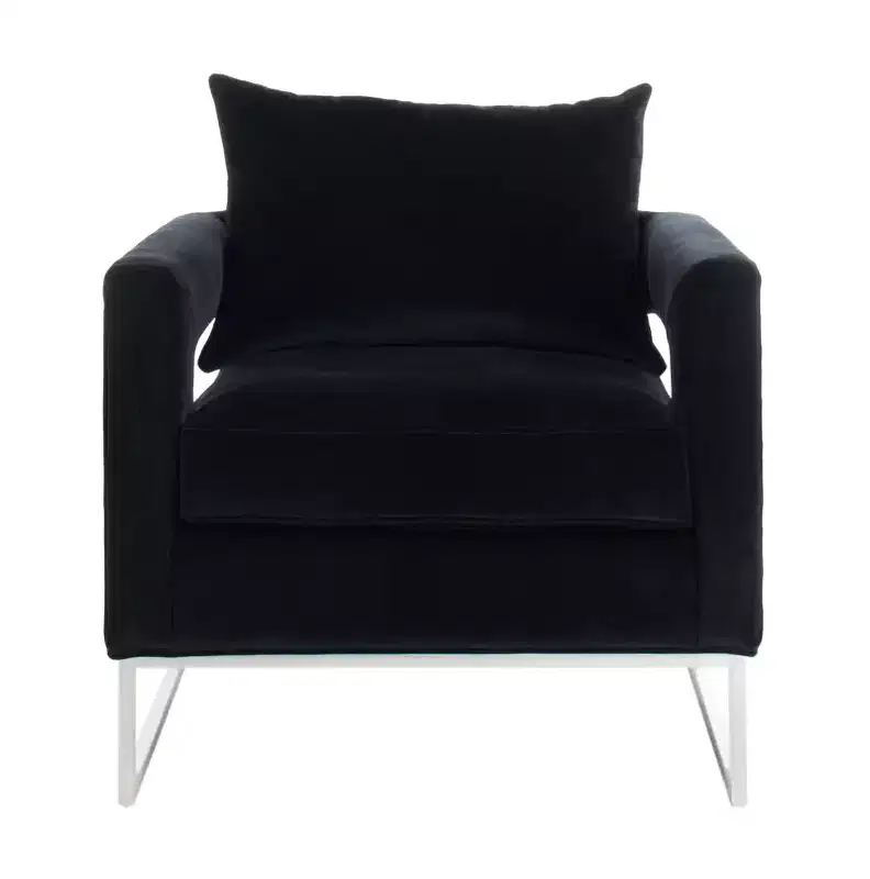 Upholstered Club Chair with Chrome-Plated Legs – Seat 23.8