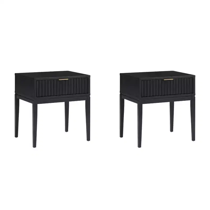 Nathan James Set of 2 Jasper Wood Fluted Nightstand