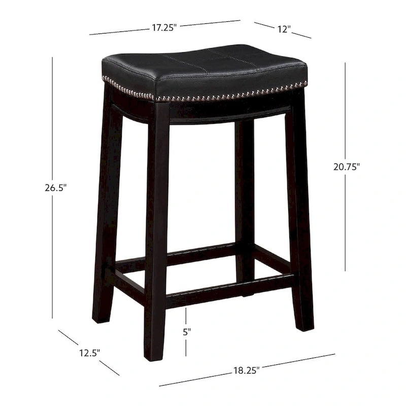 Linon Willamette Faux Leather Bar Stool (Set of 2) - Counter Height