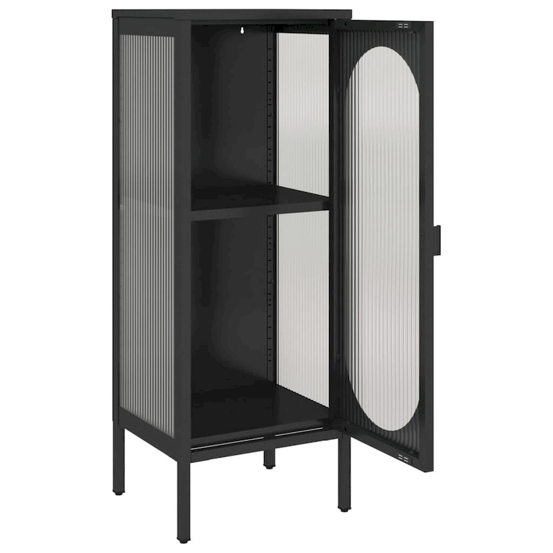 vidaXL Sideboard Black 15.7x13.8x41.3 Glass and Steel - 15.7 x 13.8 x 41.3